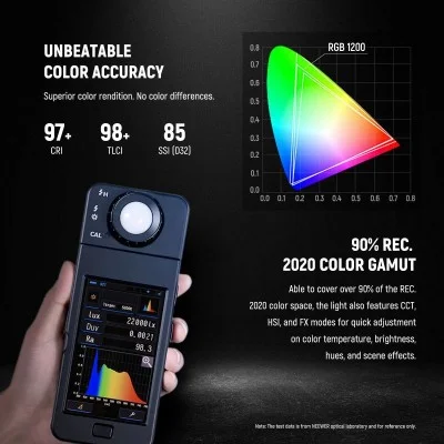 neewer 2&times;rgb1200 app led light 60w v4+2&times;200cm light stand+bag(eu) - Black